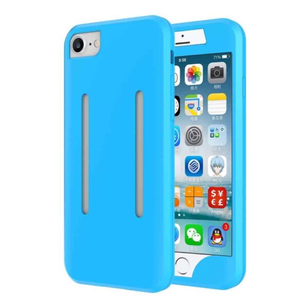 Iphone 8 - Silikone Etui Sportsarmbånd Med Reflekterende Stribe - Blå
