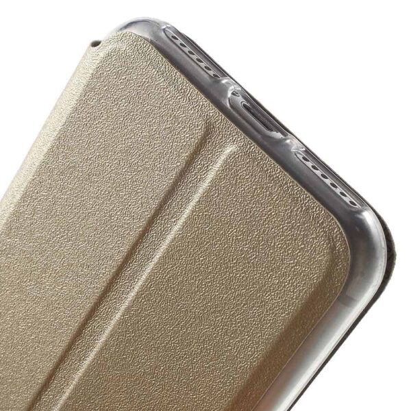 Iphone 8 - Kunstlæder Flip Cover Med Vindue - Guldfarve