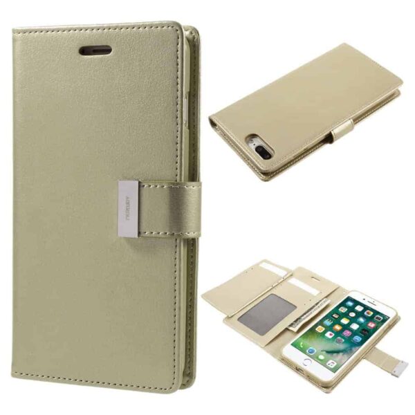Iphone 8 Plus - Kunstlæder Pung Etui - Mercury Goospery - Guldfarve