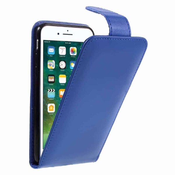 Iphone 8 - Kunstlæder Cover Med Vertikalt Flip - Blå