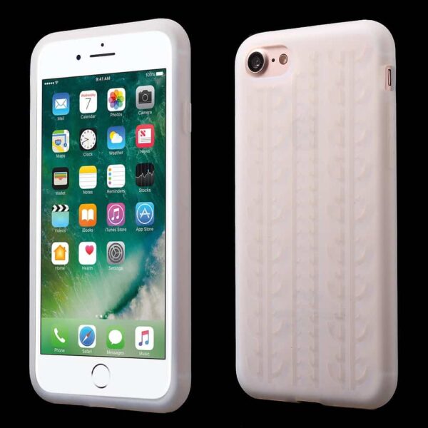 Iphone 8 - Blødt Silikone Cover Med Dækmønster - Hvid