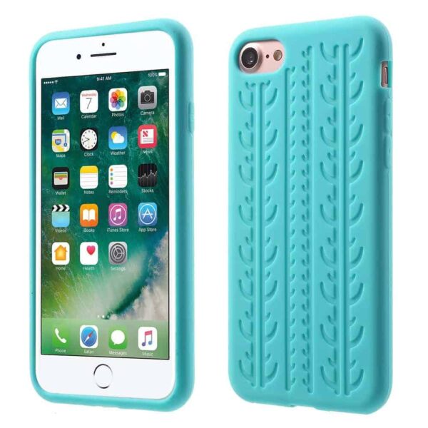 Iphone 8 - Blødt Silikone Cover Med Dækmønster - Lyseblå