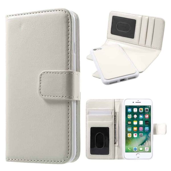 Iphone 8 - Kunstlæder Og Gummi Cover 2-i-1 - Hvid