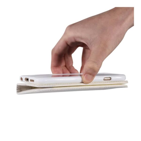 Iphone 8 - Kunstlæder Cover Med Kreditkort Holder Og Stå-funktion - Hvid