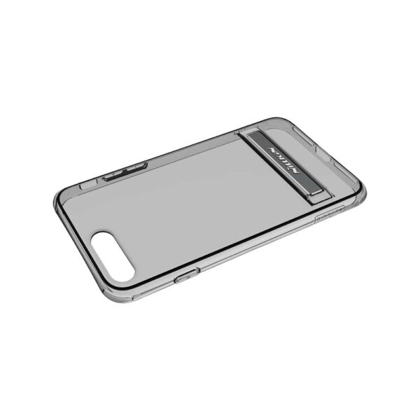Iphone 8 Plus - Klart Gummi Cover Med Stå-funktion - Grå