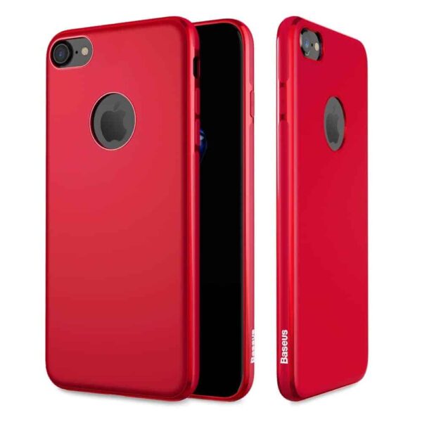Iphone 8 - Gummi Cover Med Mat Overflade Og Indbygget Jernplade - Rød