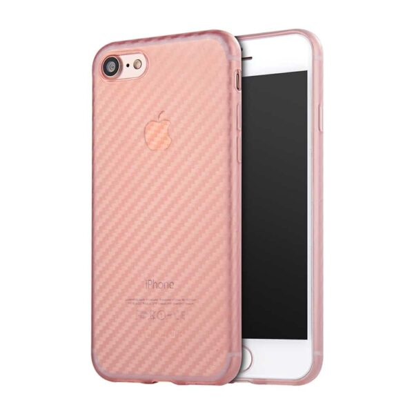 Iphone 8 - Gummi Cover Med Kulfiber Look - Rosaguld