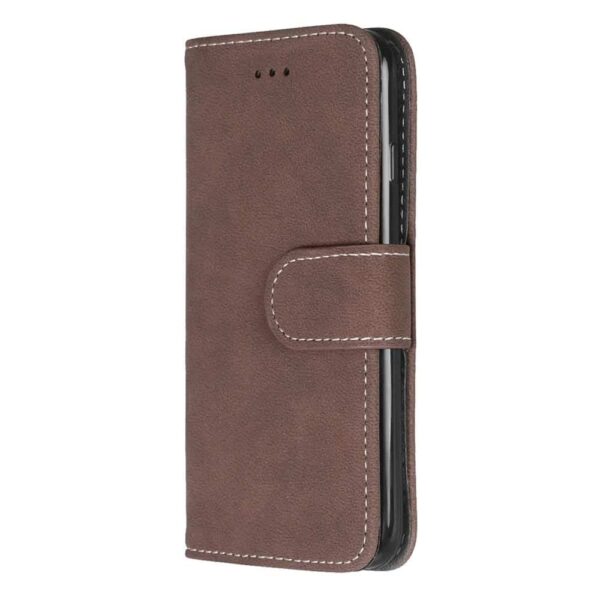 Iphone 8 - Kunstlæder Etui Pung Med Ældre Mat Design - Brun