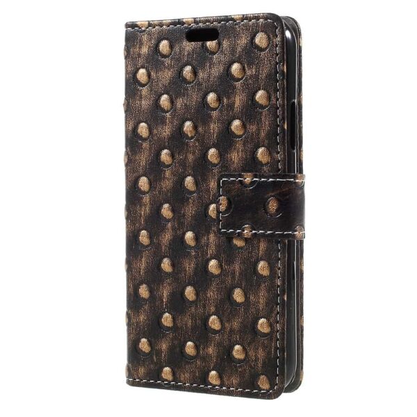 Iphone X - Kunstlæder Etui Pung Med Præget Metal Stil - Guldfarve / Knopper
