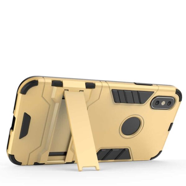 Iphone X - Sejt Plastik Og Gummi Cover Med Stå-funktion - Guldfarve