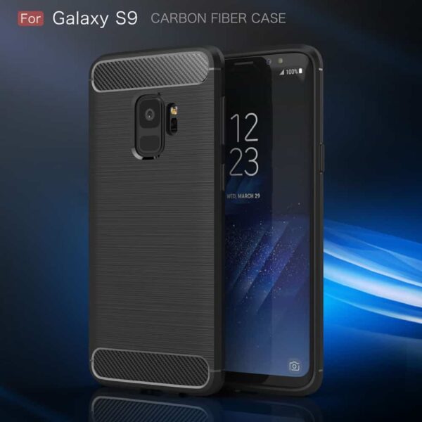 Samsung Galaxy S9 G960 Tpu Etui I Børstet Metal Look - Sort