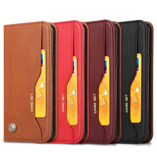 Samsung Galaxy S9 G960 Pu Læder Etui Med Kortholder - Dyb Rød