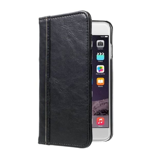 Iphone 6/6s - Bog Stil Beskyttende Pu Læder Pung Etui Stand - Sort