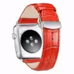 Apple Watch 38mm – 40mm Oatsbasf Krokodille Tekstur Ægte Læder Armbånd – Rød Apple Watch 38mm - 40mm Oatsbasf Krokodille Tekstur Ægte Læder Armbånd - Rød