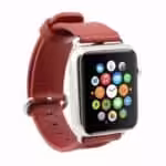 Apple Watch 38mm – 40mm Ægte Læder Armbånd Med 2 Metalbånd Connector Spænde – Rød Apple Watch 38mm - 40mm Ægte Læder Armbånd Med 2 Metalbånd Connector Spænde - Rød