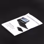 a black and white brochure