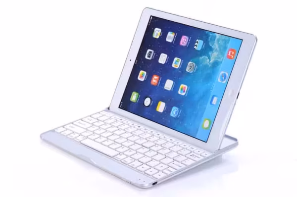 Ipad Air (ipad 5) - Wireless Aluminium Blueetoth Tastatur Cover Med Sleep/wake - Hvid