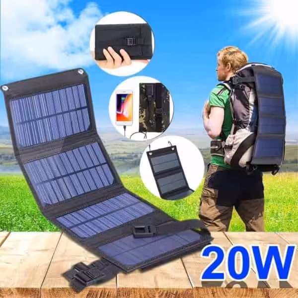 Foldbart Solpanel 20w - Sort
