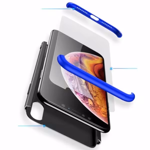 Iphone Xr 360 Beskyttelsescover Sort/blå Iphone Xr 360 Beskyttelsescover Sort/blå