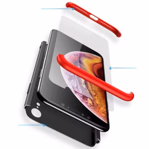 Iphone Xr 360 Beskyttelsescover Sort/rød Iphone Xr 360 Beskyttelsescover Sort/rød