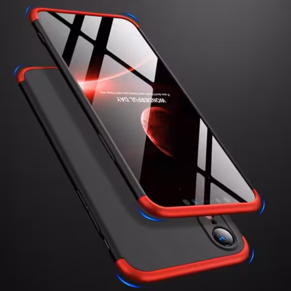 Iphone Xr 360 Beskyttelsescover Sort/rød