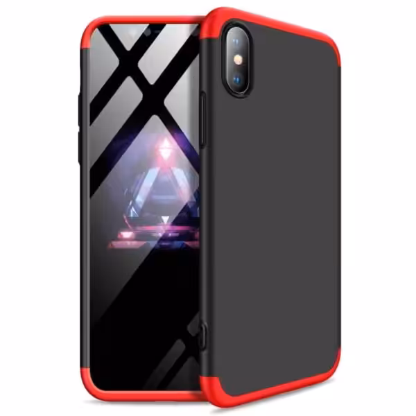 Iphone Xs 360 Beskyttelsescover Sort/rød Iphone Xs 360 Beskyttelsescover Sort/rød