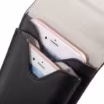 Iphone 6s Plus/6 Plus – Dobbelt Lag Pu Læder Lomme Med Karabiniere – Sort Iphone 6s Plus/6 Plus - Dobbelt Lag Pu Læder Lomme Med Karabiniere - Sort