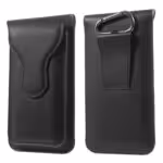 Iphone 6s Plus/6 Plus – Dobbelt Lag Pu Læder Lomme Med Karabiniere – Sort Iphone 6s Plus/6 Plus - Dobbelt Lag Pu Læder Lomme Med Karabiniere - Sort