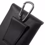 Iphone 6s Plus/6 Plus – Dobbelt Lag Pu Læder Lomme Med Karabiniere – Sort Iphone 6s Plus/6 Plus - Dobbelt Lag Pu Læder Lomme Med Karabiniere - Sort