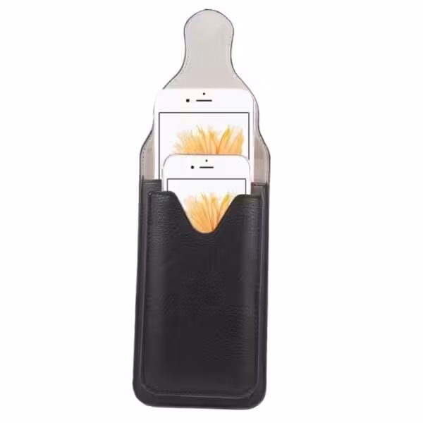 Iphone 6s Plus/6 Plus – Dobbelt Lag Pu Læder Lomme Med Karabiniere – Sort Iphone 6s Plus/6 Plus - Dobbelt Lag Pu Læder Lomme Med Karabiniere - Sort
