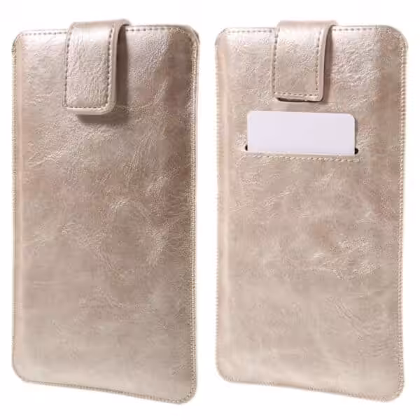 Iphone 6s Plus/ Samsung Galaxy S7 Edge - Pu Læder Cover Etui Med Kortslots - Guldfarve