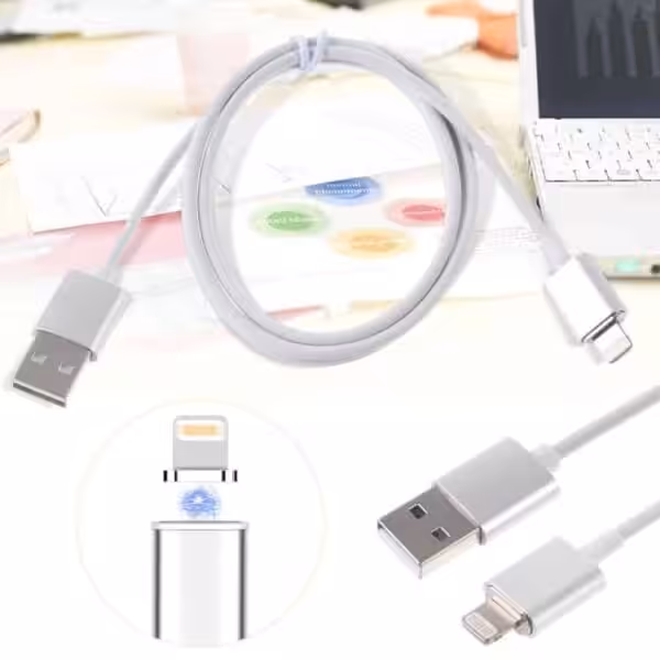 Iphone Ipad Ipod – 1m Magnetisk Lightning 8pin Usb Opladningskabel – Sølv Iphone Ipad Ipod – 1m Magnetisk Lightning 8pin Usb Opladningskabel – Sølv