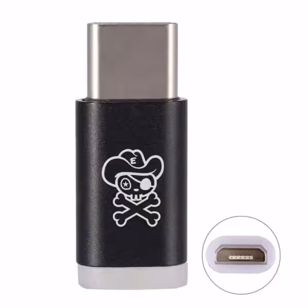 Hat Prince Hc-2 Micro Usb Female Til Usb 3.1 Type C Male Oplader Og Synkroniserings Adapter - Sort