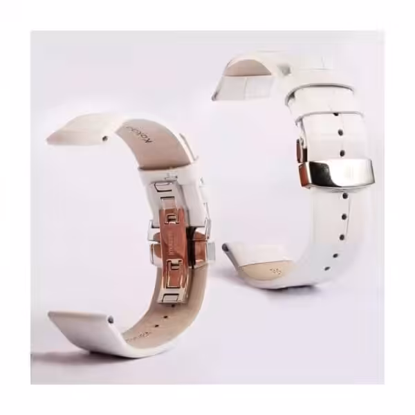 Hvidt urrem i læder med metalspænde