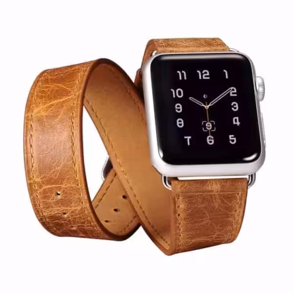 Apple Watch 38mm - 40mm Icarer Klassisk Ægte Læder Quadri-armbånd Sæt - Lysebrun