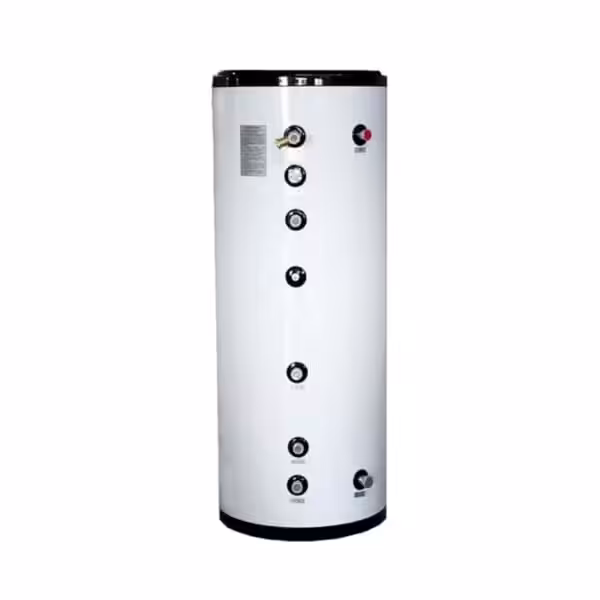 Hvid vandvarmer cylinder med kontrolknapper