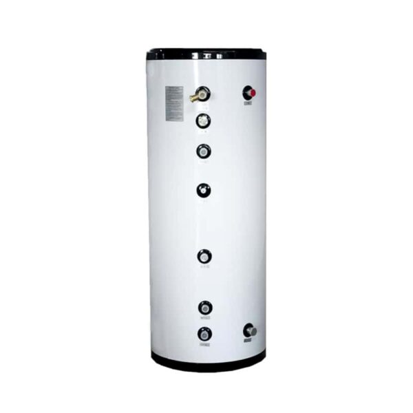 Hvid vandvarmer cylinder med kontrolknapper